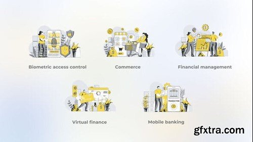 Videohive Virtual Finance - Yellow Gray Flat Illustration 44638131 Videohive Virtual Finance - Yellow Gray Flat Illustration 44638131