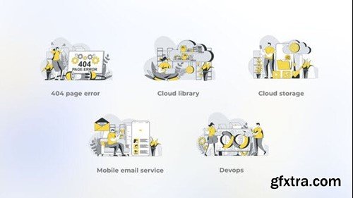 Videohive Cloud Storage - Yellow Gray Flat Illustration 44638020 Videohive Cloud Storage - Yellow Gray Flat Illustration 44638020