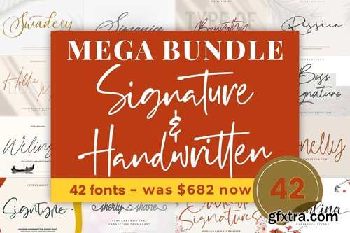 Mega Bundle - Signature & Handwritten - 42 Premium Fonts