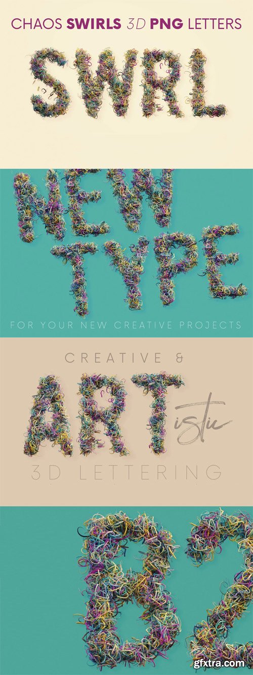 Chaos Swirls 3D Lettering - Alphabet PNG Renders Chaos Swirls 3D Lettering - Alphabet PNG Renders