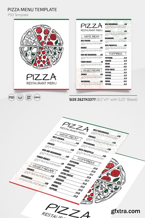 Pizza Restaurant Menu PSD Template Pizza Restaurant Menu PSD Template