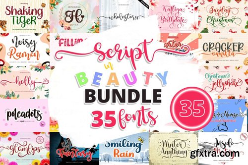 Script in Beauty Bundle - 35 Premium Fonts Script in Beauty Bundle - 35 Premium Fonts