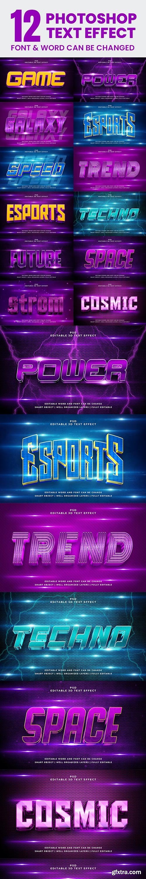 Graphicriver - 12 Best 3D Editable Text Effect Style for Photoshop Pack 44459200