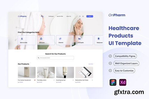 OnPharm - Healthcare Products UI Kit Template U2VV3H8
