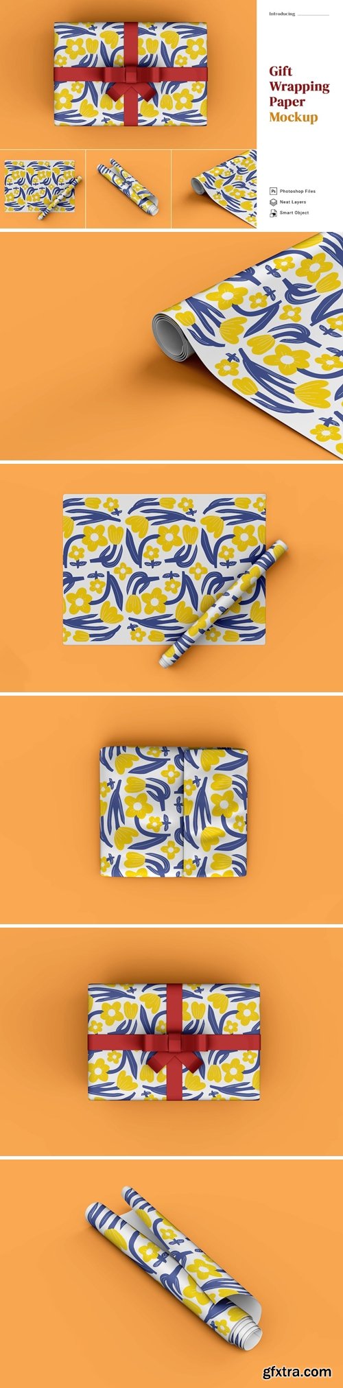 Gift Wrapping Paper Mockup 5 Views CPDRBLX