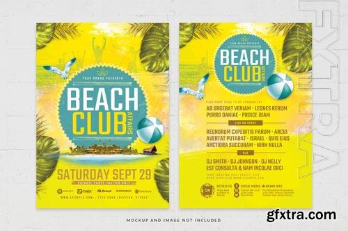 PSD yellow themed beach club flyer template for poolside bar