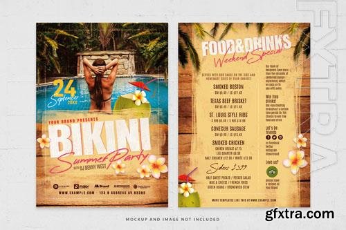 PSD tropical beach bikini party event flyer template