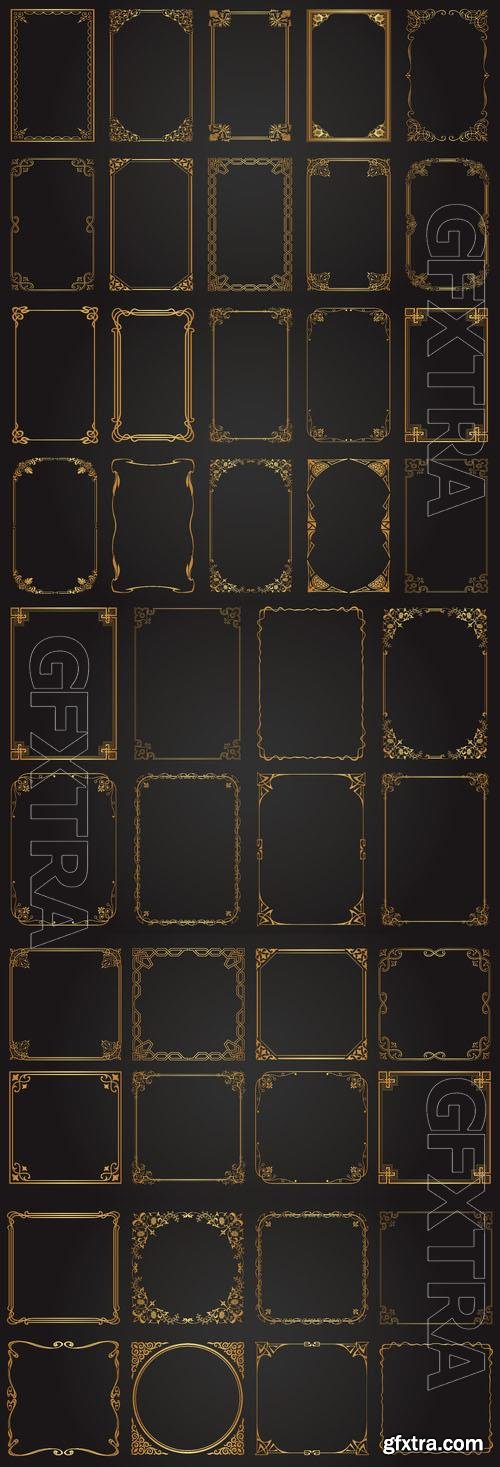 Decorative golden frames in vector on a black background