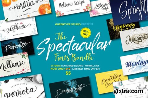 The Spectacular Font Bundle - 27 IN 1 Font Bundle The Spectacular Font Bundle - 27 IN 1 Font Bundle
