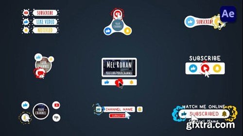 Videohive 2D Cartoon Youtube Subscribe Buttons Pack #2 [After Effects] 44741139