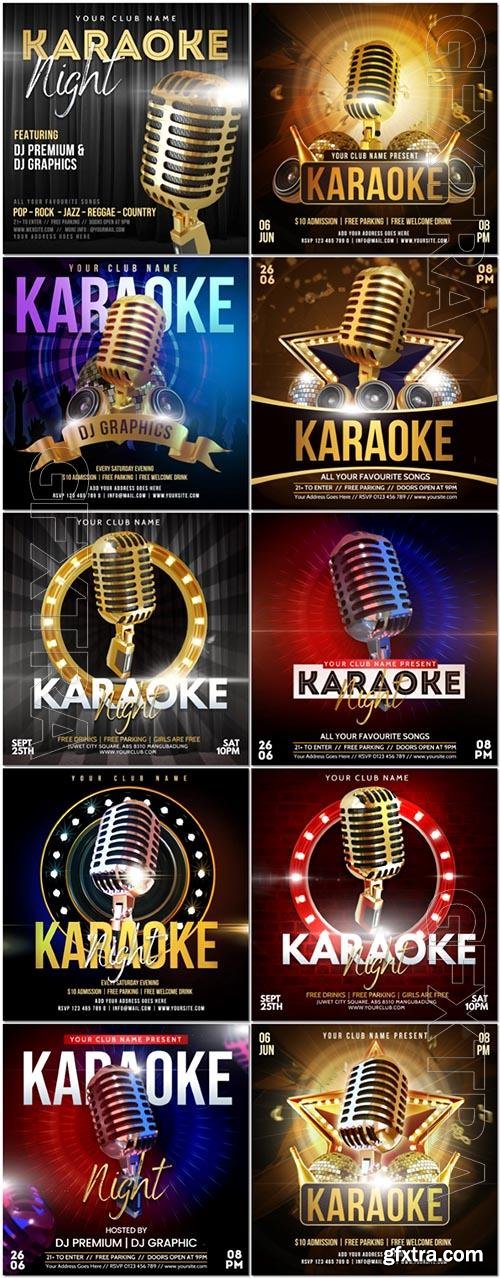 Karaoke night party for social media psd flyer template