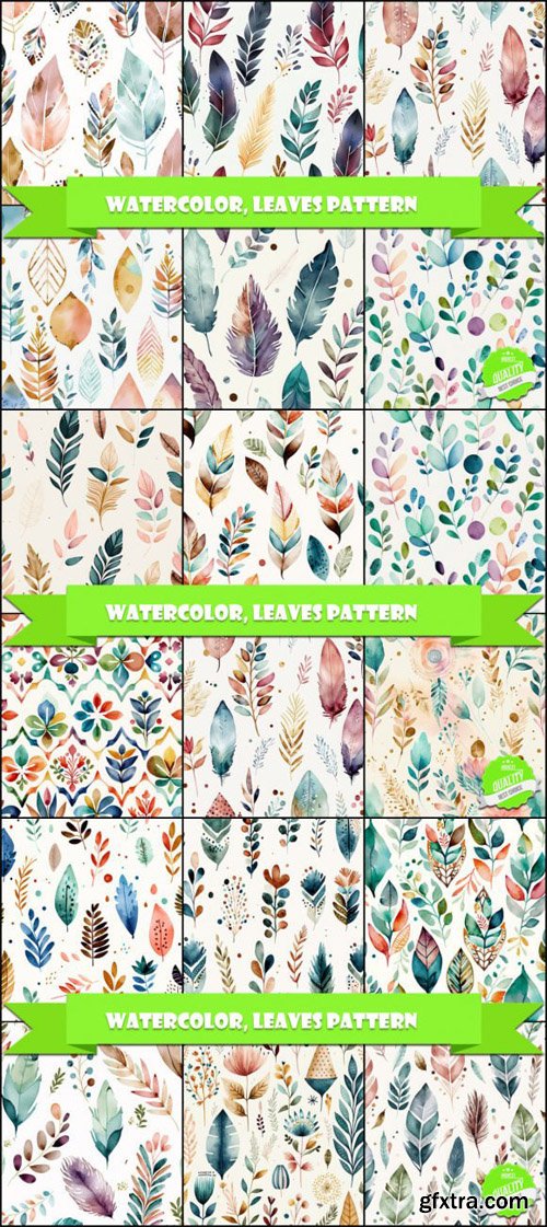 Watercolor Leaves Patterns Collection Watercolor Leaves Patterns Collection