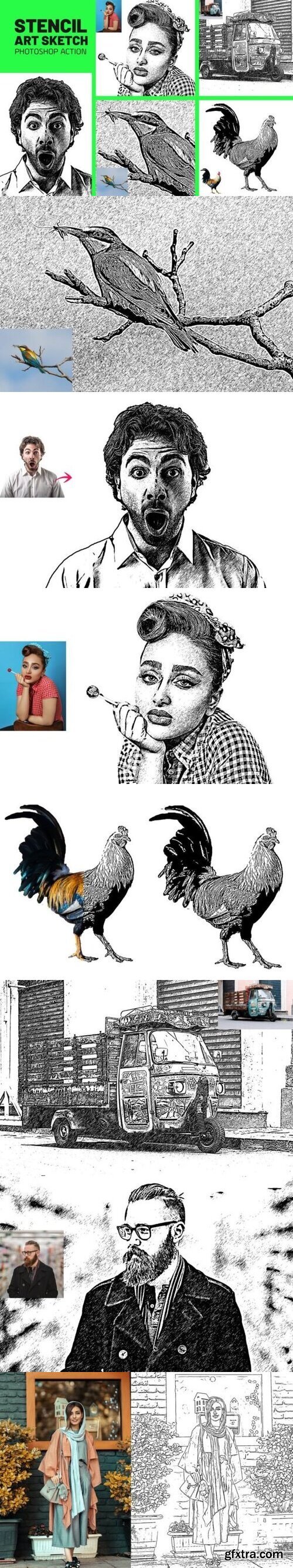 Stencil Art Sketch Photoshop Actions