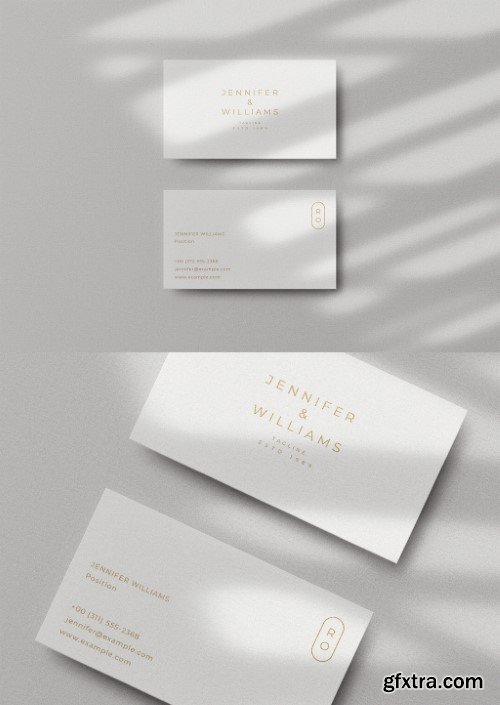 White Shadow Gold Business Card Logo Effect Mockup Template 581505140