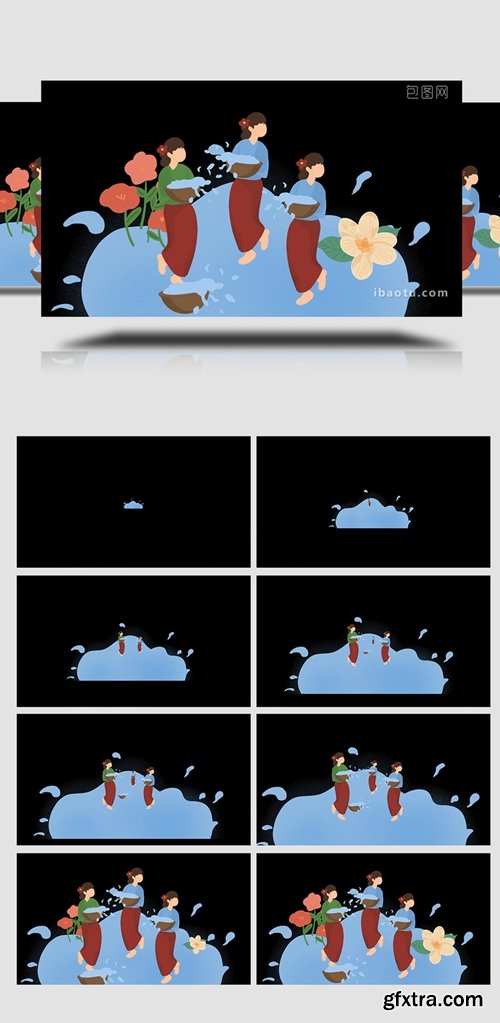 Easy-to-use Cartoon Combination Mg Animation Traditional Festival Water-sprinkling 6273329