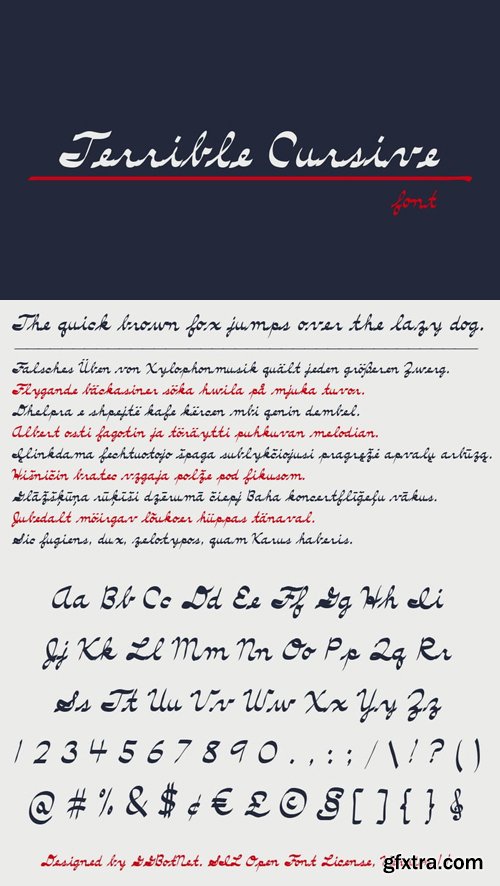 Terrible Cursive Handwriting Font Terrible Cursive Handwriting Font