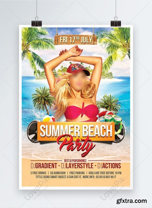 Summer Beach Party And Dj Music Event Poster Template 450012265
