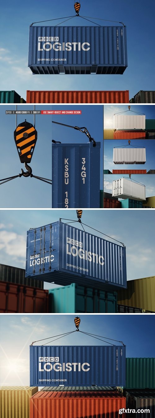 Shipping Container Hanging on Hook Mockup HQQQ9P4