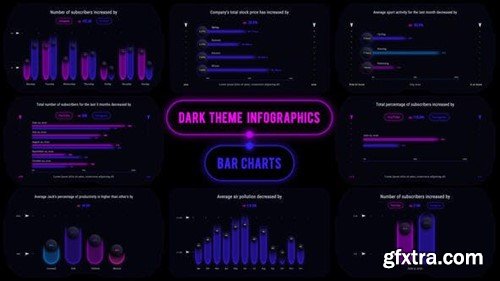 Videohive Dark Theme Infographics Bar Charts 43024944