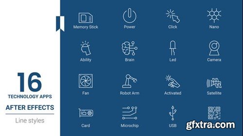 Videohive Technology Apps Line icons Pack 45046878 Videohive Technology Apps Line icons Pack 45046878