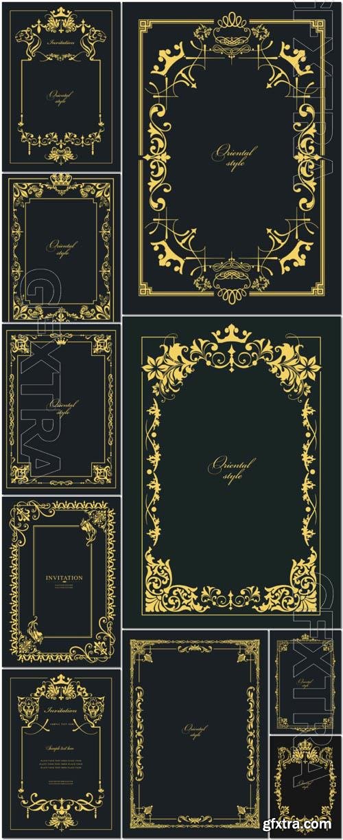 Gold frames luxury royal vector collection