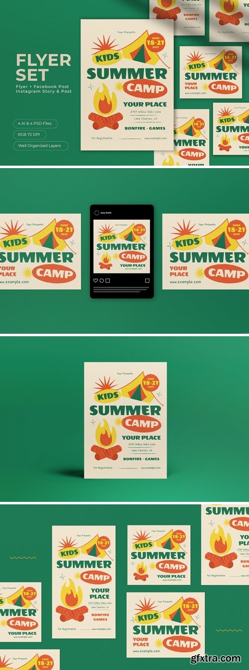 Orane Hand Drawn Kids Summer Camp Flyer Set GN7L5PU Orane Hand Drawn Kids Summer Camp Flyer Set GN7L5PU