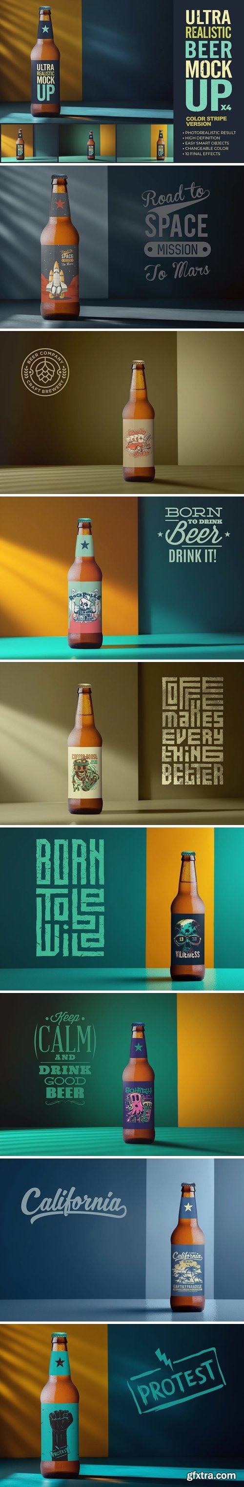 Color Stripe Beer Mockup x4 J9PBSFA Color Stripe Beer Mockup x4 J9PBSFA