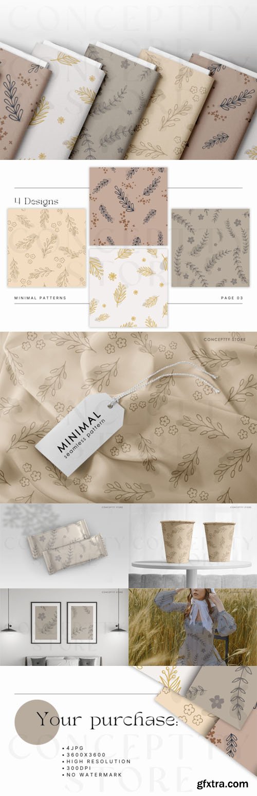 Floral - Minimal Seamless Patterns Floral - Minimal Seamless Patterns