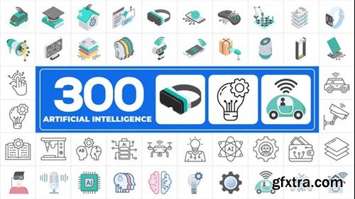 Videohive 300 Icons Pack - Artificial Intelligence 45364492