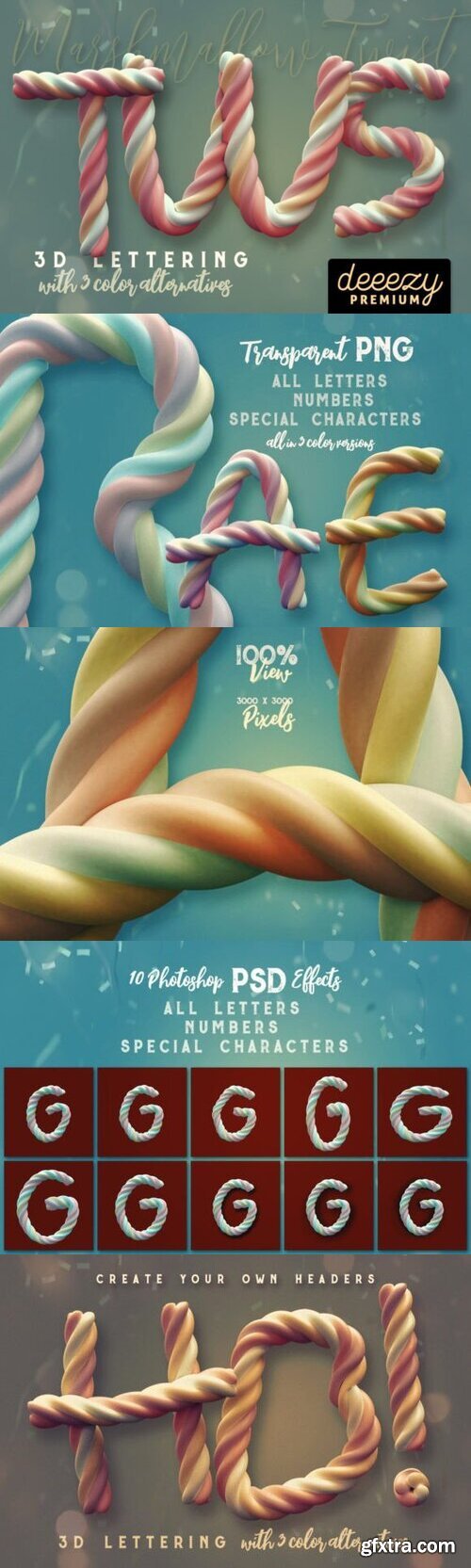 Marshmallow Twist 3D Lettering