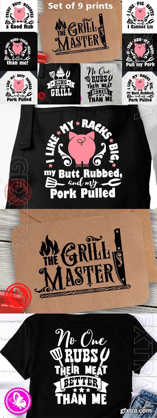 King of the grill shirt, barbecue apron steak bundle design elements