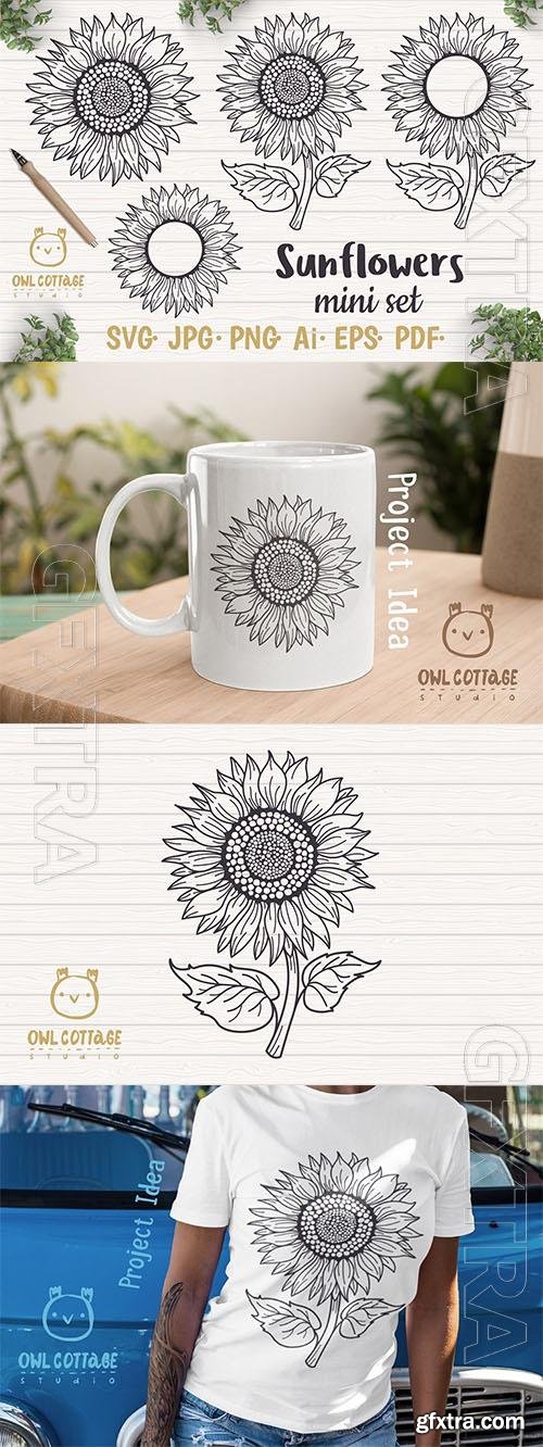 Sunflower monograms  bundle  design elements