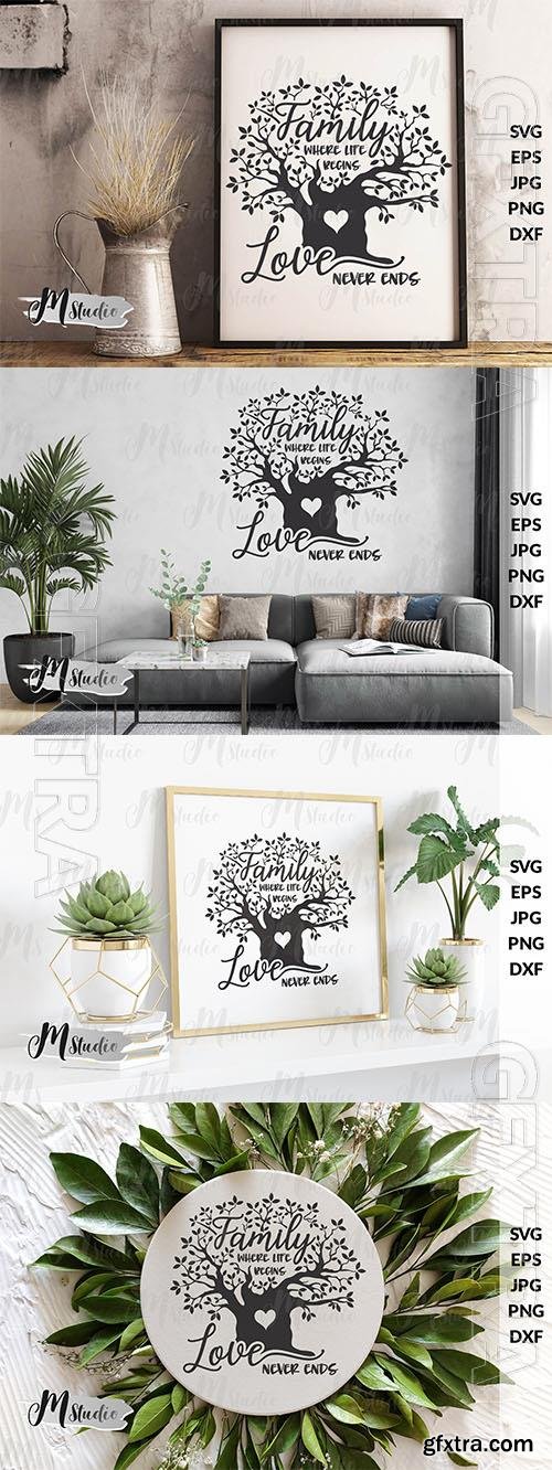 Family where life begins and love never ends design elements