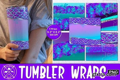 Skinny tumbler, mermaid tumbler wrap design elements