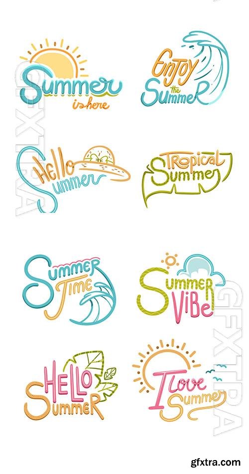 Hand drawn vector lettering collection for summer season