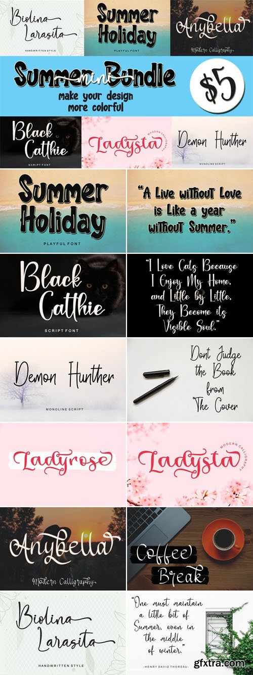 Summer Bundle - 6 Premium Fonts Summer Bundle - 6 Premium Fonts