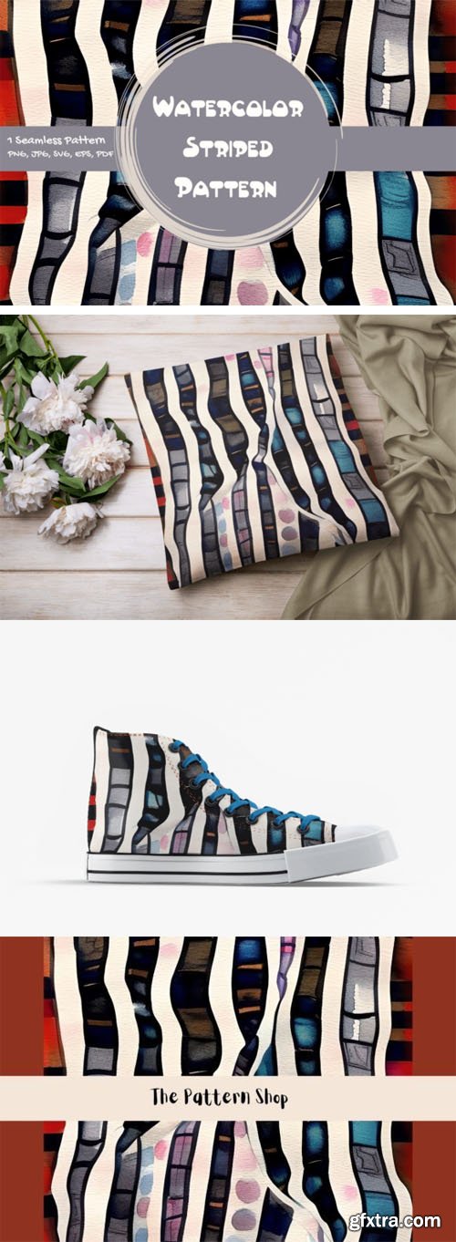 Watercolor Striped Pattern - Vector Design Watercolor Striped Pattern - Vector Design