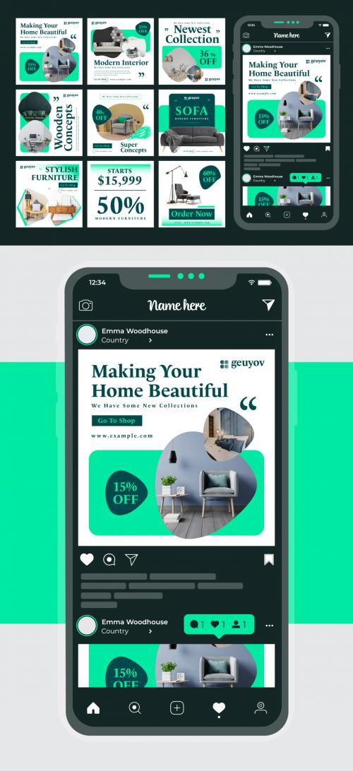 Sofa Furniture Social Media Posts Design Layout 565864271