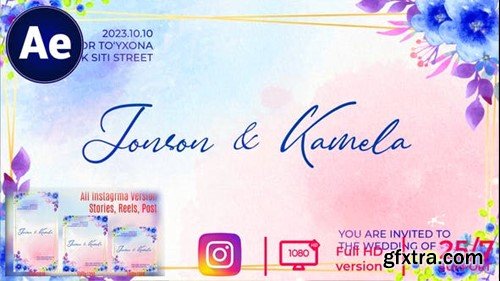 Videohive 4 in 1 Floral Wedding Invitation Blue 45696654 Videohive 4 in 1 Floral Wedding Invitation Blue 45696654