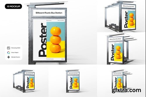 Billboard on Rustic Bus Station Mockup