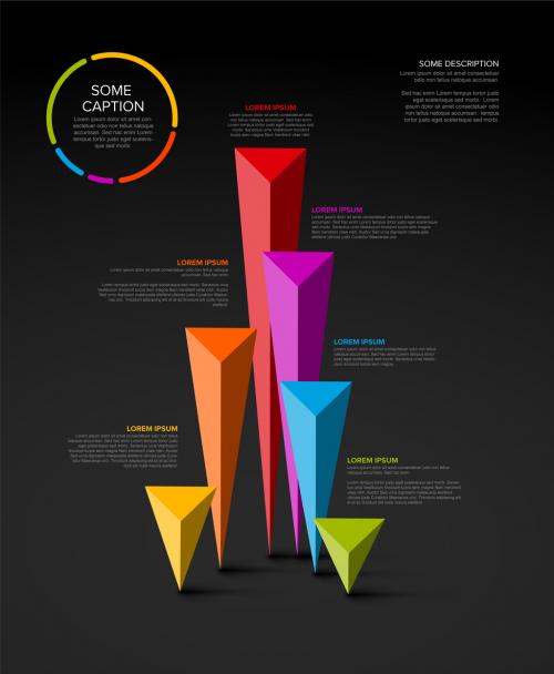 Column dark block bar chart infographic template with triangle pyramid columns 583099527