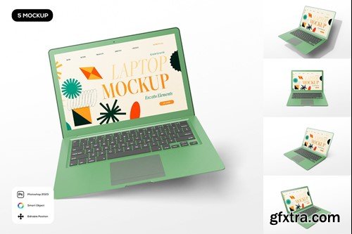 Green Laptop Generic Mockup