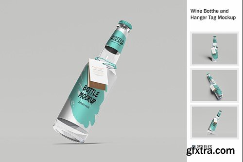 Wine Bottle and Hanger Tag Mockup Wine Bottle and Hanger Tag Mockup