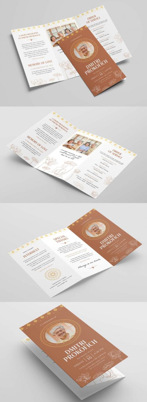 Buddhist Buddhism Funeral Program Obituary Memorial Service Trifold Brochure Layout 486781818