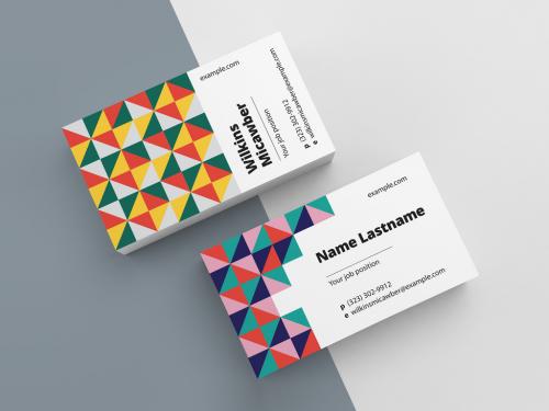 Business Card Layout with Abstract Pattern 327635864