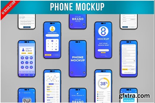Phone Mockup Set Screens Ui Ux Top View