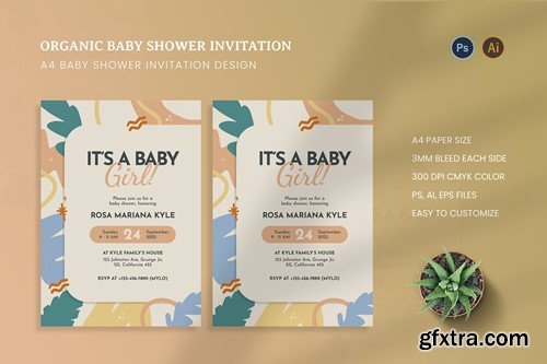 Organic Flower Baby Shower Invitation LPQWQX5 Organic Flower Baby Shower Invitation LPQWQX5