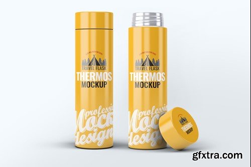 Steel Thermos Bottle Mock-Up W9J4DGT