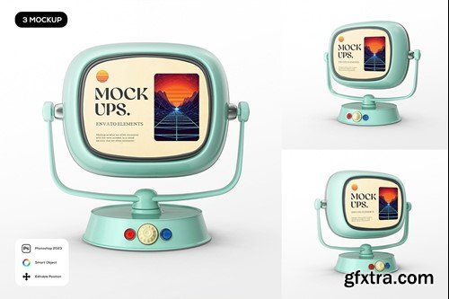Cyan Retro TV Mockup BD2JEXH
