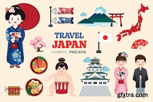 Travel Japan elements map and landmarks symbols 2L5TTD9 Travel Japan elements map and landmarks symbols 2L5TTD9